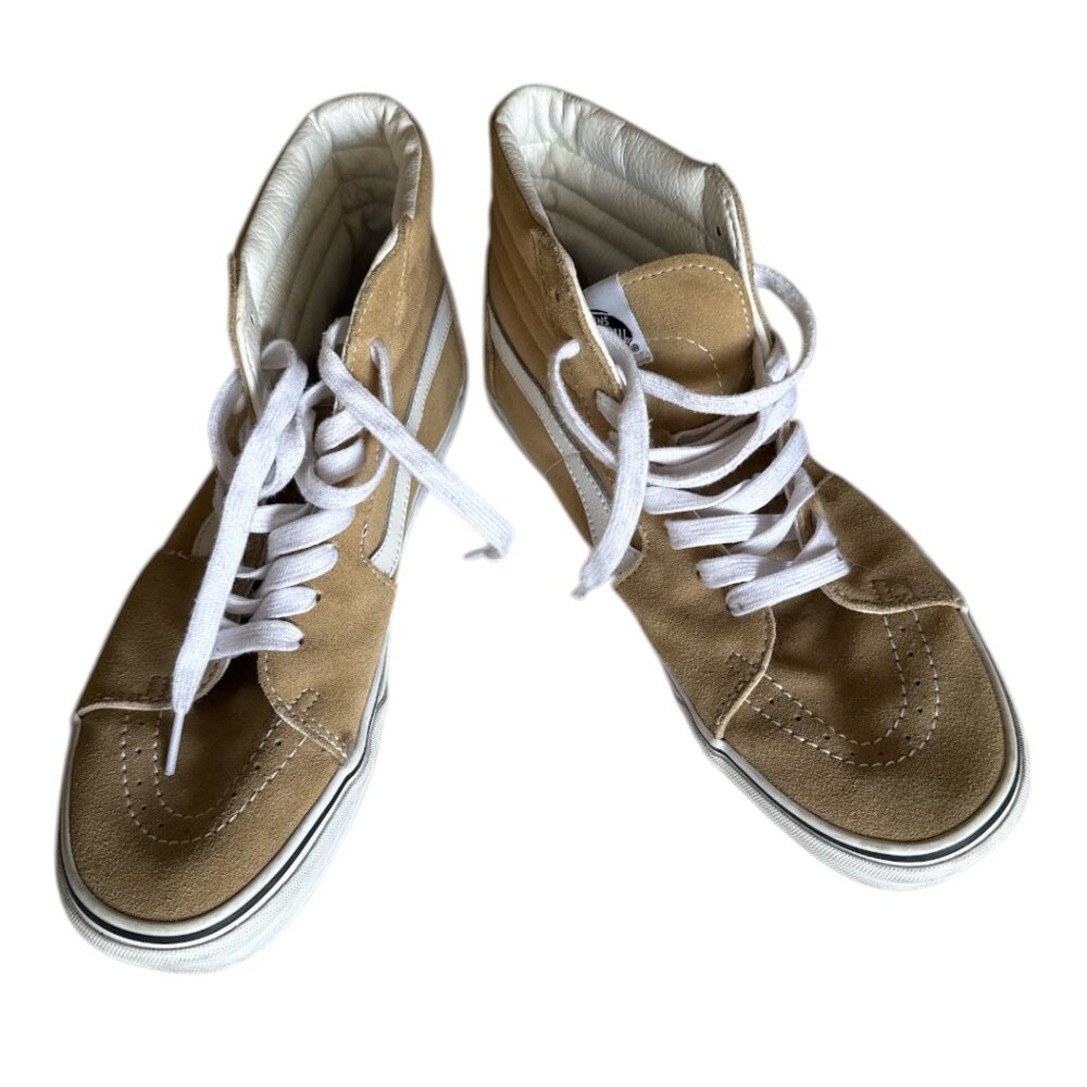 Vans Unisex 721356 Sk8 Hi Classic Suede Canvas Sneakers-Taupe -Size 10.5M 12W